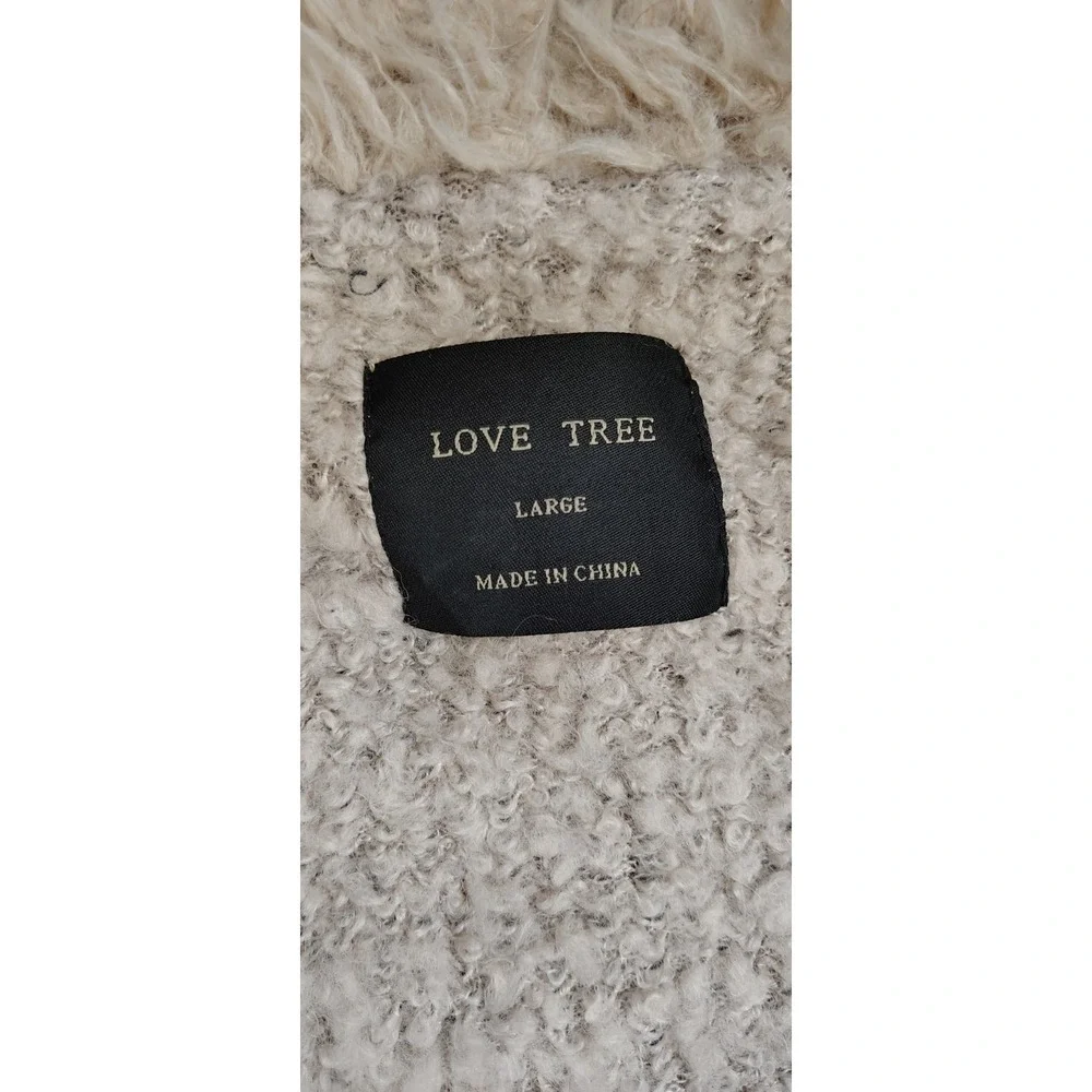 Love Tree Faux Fur Sherpa Vest Large Open‎ Pockets Wool Blend Beige